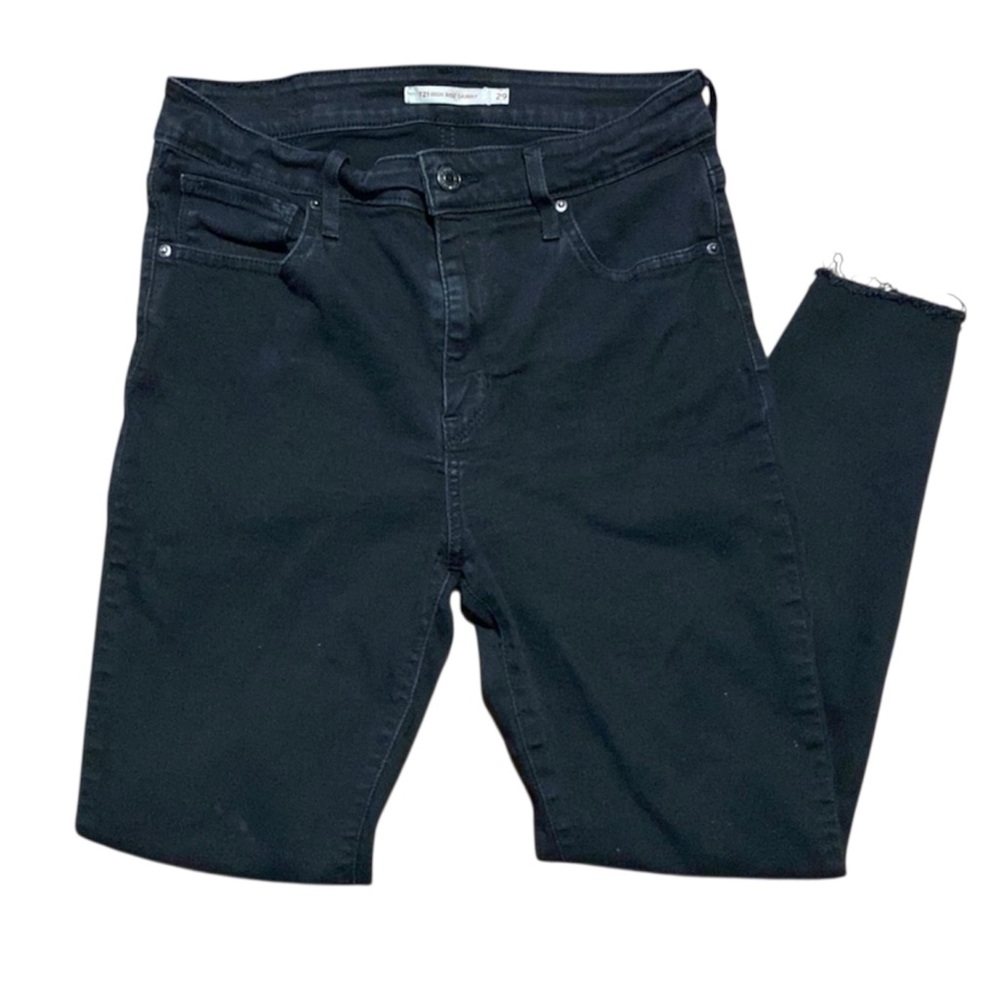 Levi’s Distressed Raw Hem Black Skinny Jeans